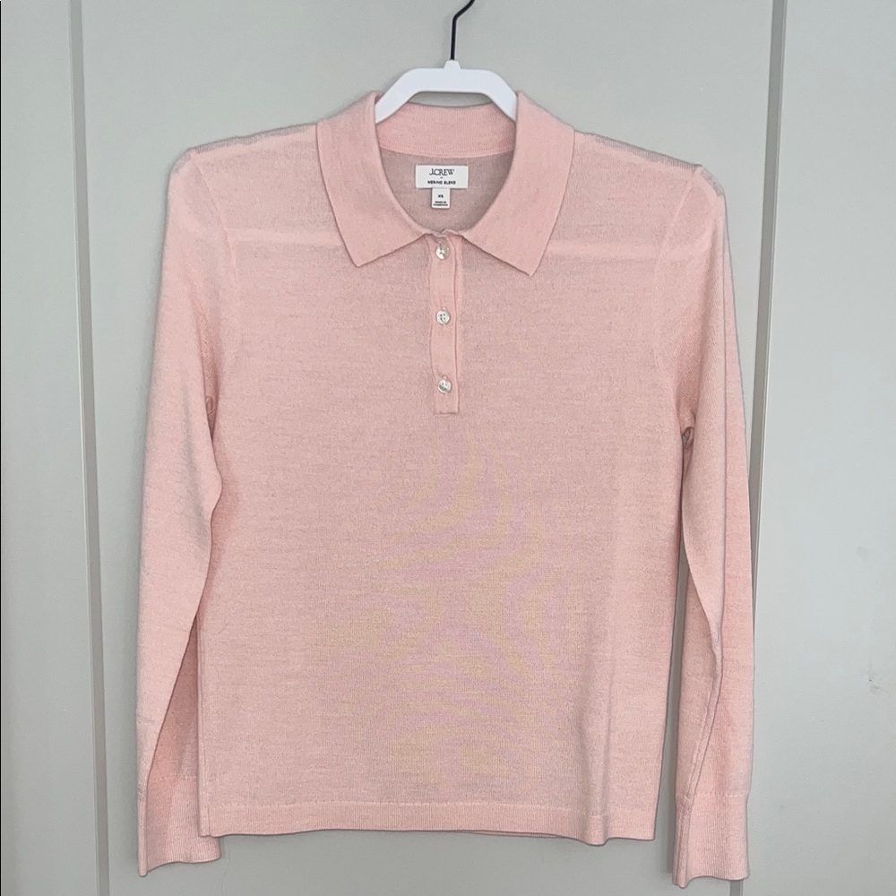 J. Crew Light Pink Collared Pullover polo Sweater xs